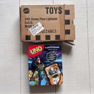 NIB Mattel Games UNO Disney and Pixar Lightyear Card Game Collectible Tin